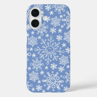 Flocons de neige gribouillés blancs et fond bleu