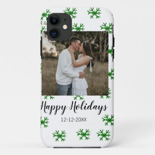 Case-Mate iPhone Case flocons de neige rouge vert texte photo joyeux noë
