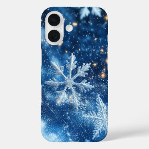 Coque Pour iPhone 16 Flocons de neige scintillants de Noël d'hiver