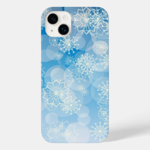 Coque Case-Mate iPhone Flocons de Noël sur un fond bleu        