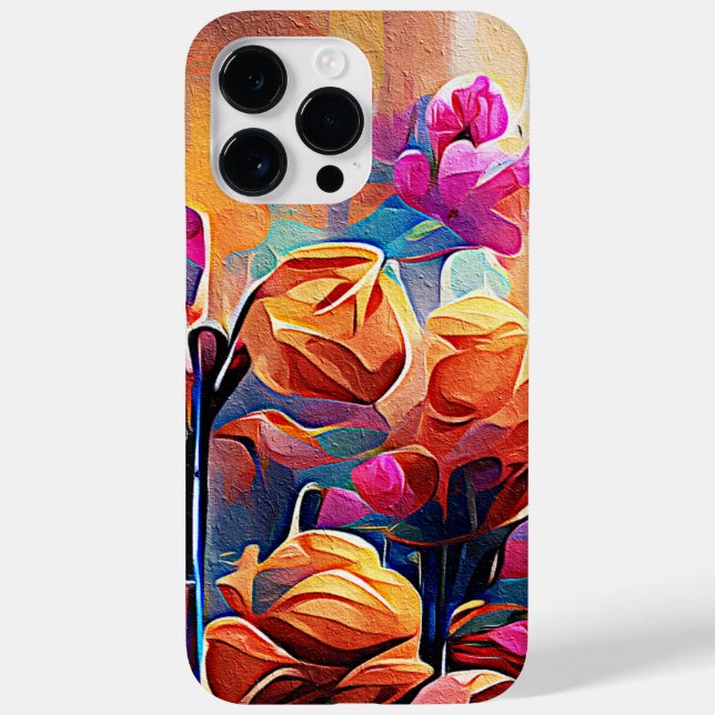 Coques Case-Mate iPhone Floral Abstract Art Orange Red Blue Flowers (Verso)