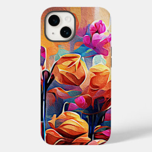 Coque Case-Mate iPhone Floral Abstract Art Orange Red Blue Flowers