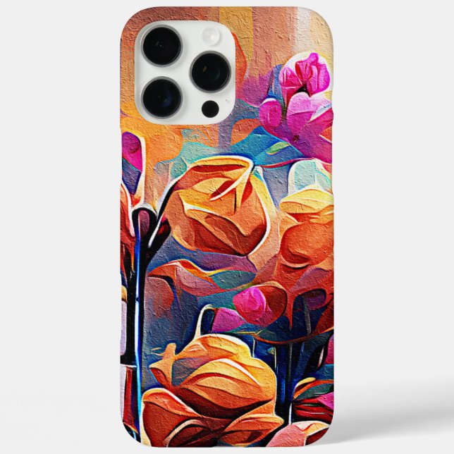 Coques Case-Mate iPhone Floral Abstract Art Orange Red Blue Flowers (Verso)