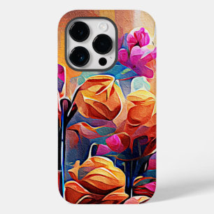 Coque Case-Mate iPhone Floral Abstract Art Orange Red Blue Flowers