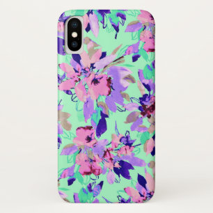 Case-Mate iPhone Case Floral aquarelle motif rose violet fleur turquoise