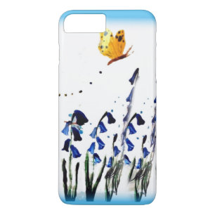 Coque iPhone 8 Plus/7 Plus Floral Art Butterfly survolant Bluebells