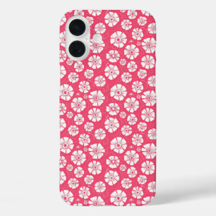 Coque Pour iPhone 16 Plus Floral blanc gras sur rose