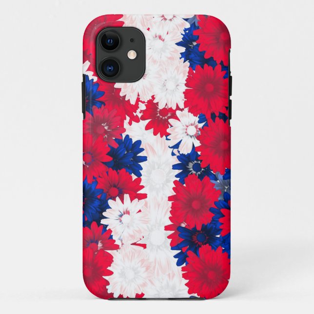 Coques Case-Mate iPhone Floral blanc rouge et bleu (Dos)