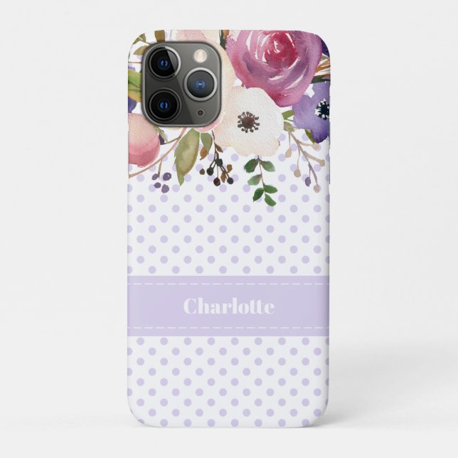 Coques Case-Mate iPhone Floral blanc violet personnalisé (Dos)