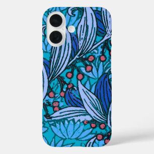Coques iPhone 16 Floral bleu ancien Boho moderne