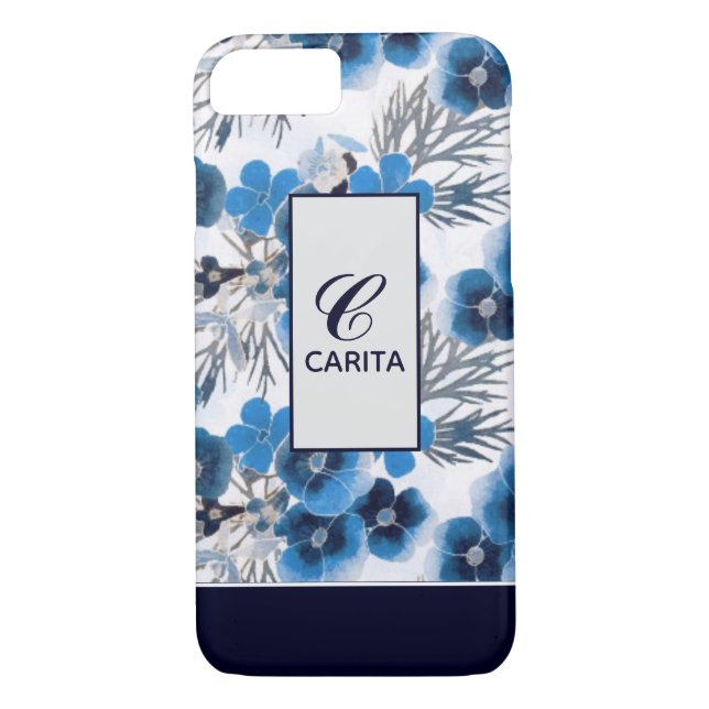 Coques Case-Mate iPhone Floral bleu personnalisé (Dos)