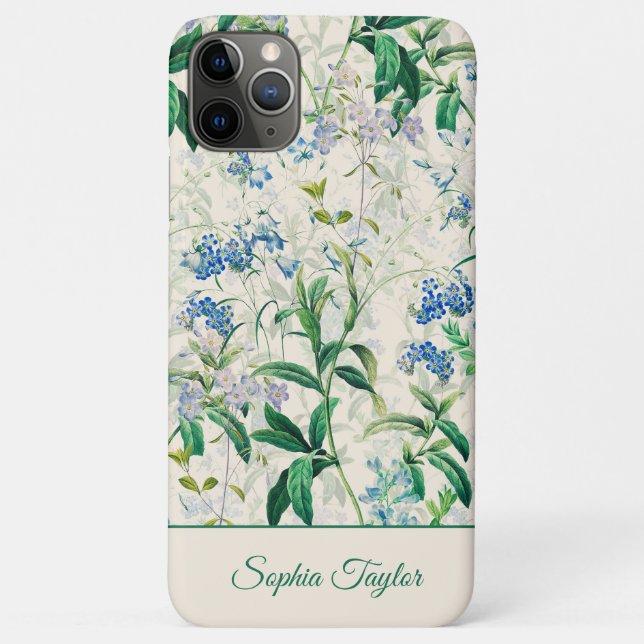 Coques Case-Mate iPhone Floral bleu vintage (Dos)