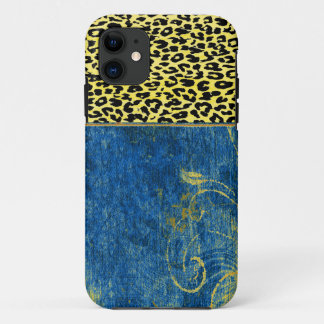 Case-Mate iPhone Case Floral bleu vintage avec empreinte de léopard rétr