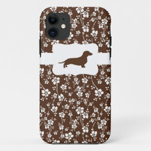 Etui iPhone Case-Mate Floral Brown&blanc avec Dachshund