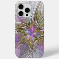 Floral Coloré Abstrait Fractal Avec Rose & Or