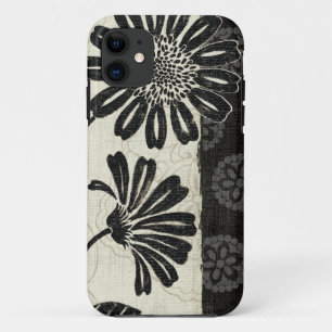 Coque iPhone 11 Floral contemporain en noir et blanc