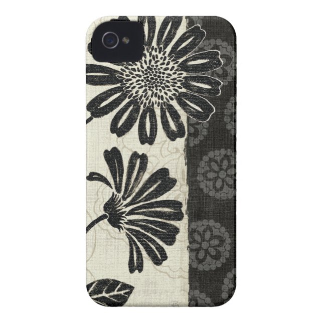Coques Case-Mate iPhone Floral contemporain en noir et blanc (Dos)
