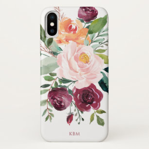 Case-Mate iPhone Case Floral d'aquarelle rustique avec Monogramme