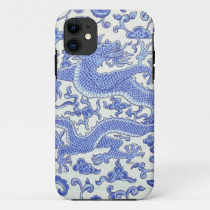 Case-Mate iPhone Case Floral de dragon oriental chinois bleu et blanc