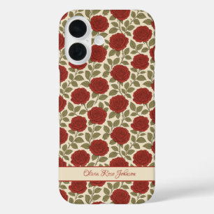 Coque Pour iPhone 16 Floral de rose rouge Vintage victorienne