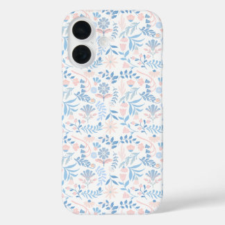 Coque Pour iPhone 16 Floral design boho block print blue pink girly