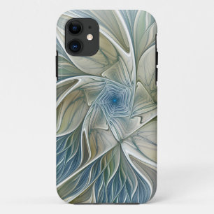 Case-Mate iPhone Case Floral Dream Motif Abstrait Blue Khaki Fractal
