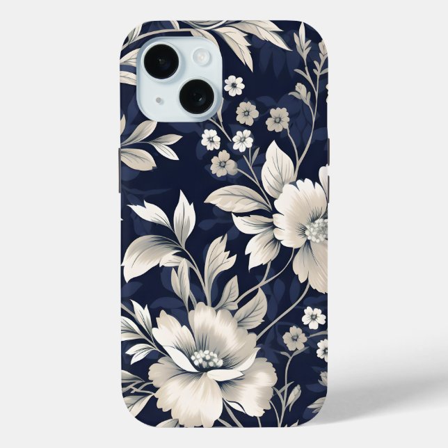 Coques Case-Mate iPhone Floral en bleu (Verso)