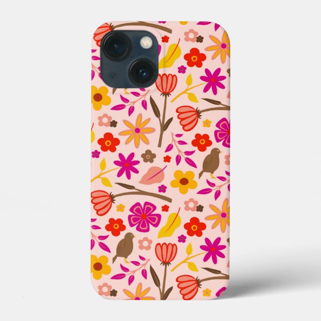 Coques Case-Mate iPhone Floral Et Oiseau Retro Stylisé (Verso)
