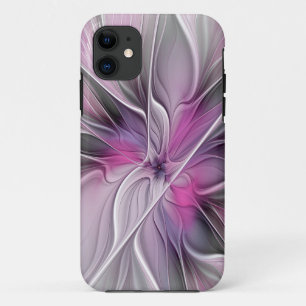 Case-Mate iPhone Case Floral Fractal moderne Fleur Abstraite rose gris