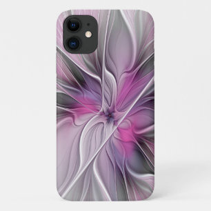 Case-Mate iPhone Case Floral Fractal moderne Fleur Abstraite rose gris