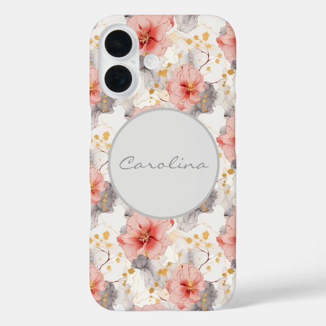 Coques Case-Mate iPhone Floral gris de corail (Verso)