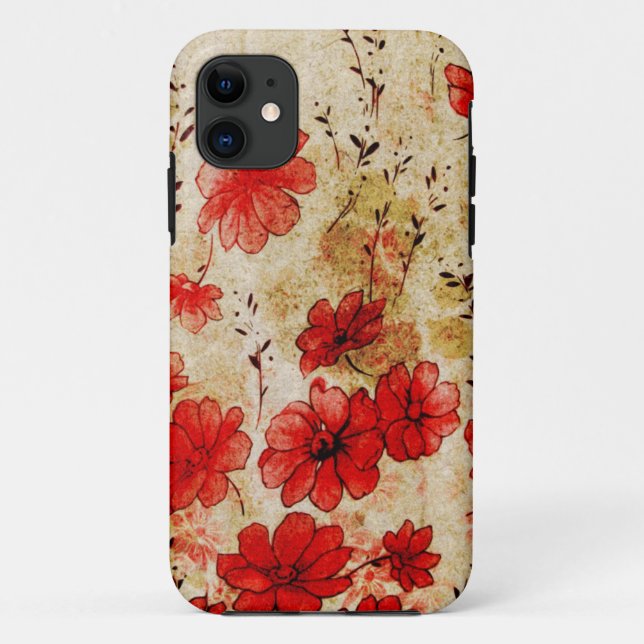 Coques Case-Mate iPhone Floral grunge rouge (Dos)