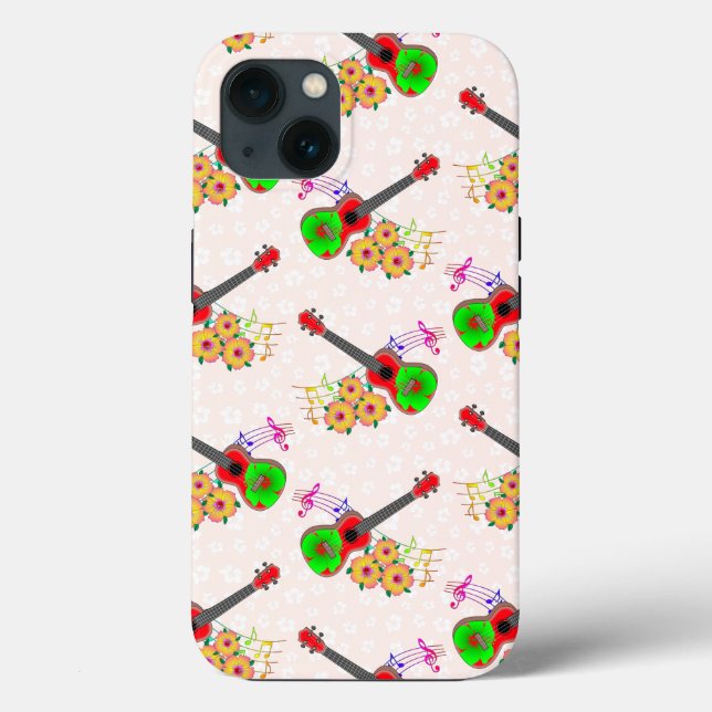 Coques Case-Mate iPhone Floral Hawaiian Ukulele Hibiscus Fleurs (Verso)