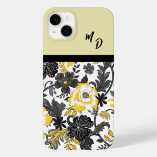 Coque Case-Mate iPhone Floral jaune et gris monogramme