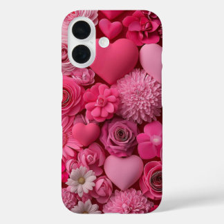 Coque Pour iPhone 16 "Floral Love Elegance" 🌸 ❤️