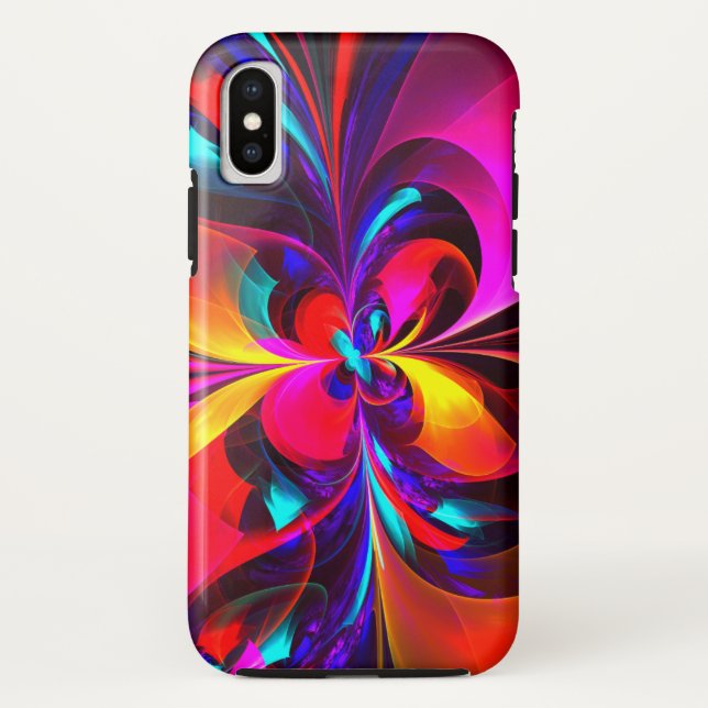 Coques Case-Mate iPhone Floral moderne Art Abstrait Rouge Bleu Motif #07 (Dos)
