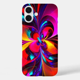 Coque Pour iPhone 16 Plus Floral moderne Art Abstrait Rouge Bleu Motif #07