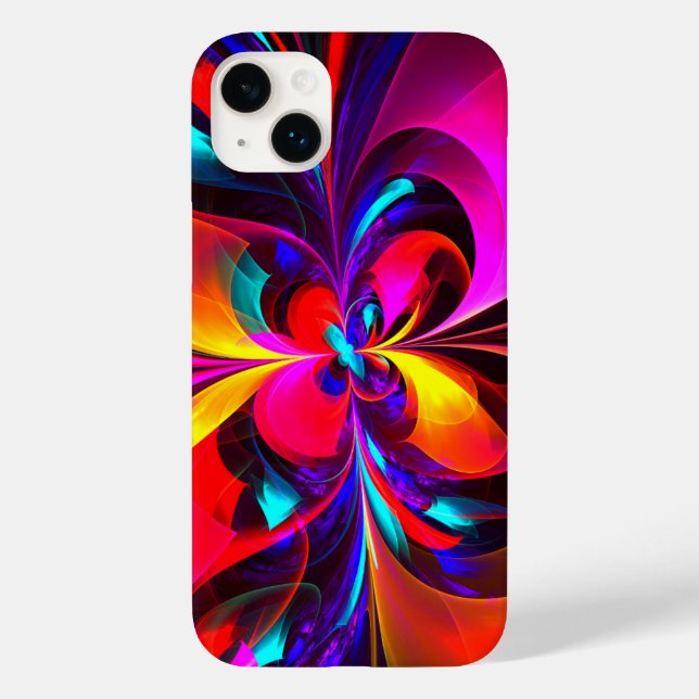 Coques Case-Mate iPhone Floral moderne Art Abstrait Rouge Bleu Motif #07 (Verso)