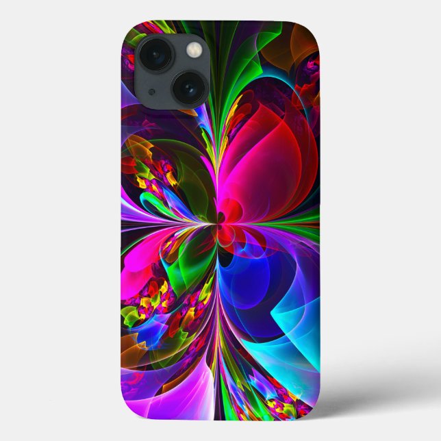 Coques Case-Mate iPhone Floral moderne Art Abstrait Rouge Bleu Motif #12 (Verso)