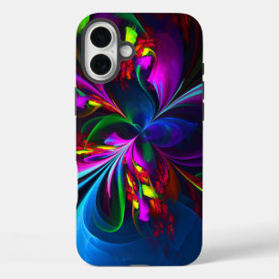 Coque Pour iPhone 16 Plus Floral moderne Art Abstrait Rouge Bleu Motif #15