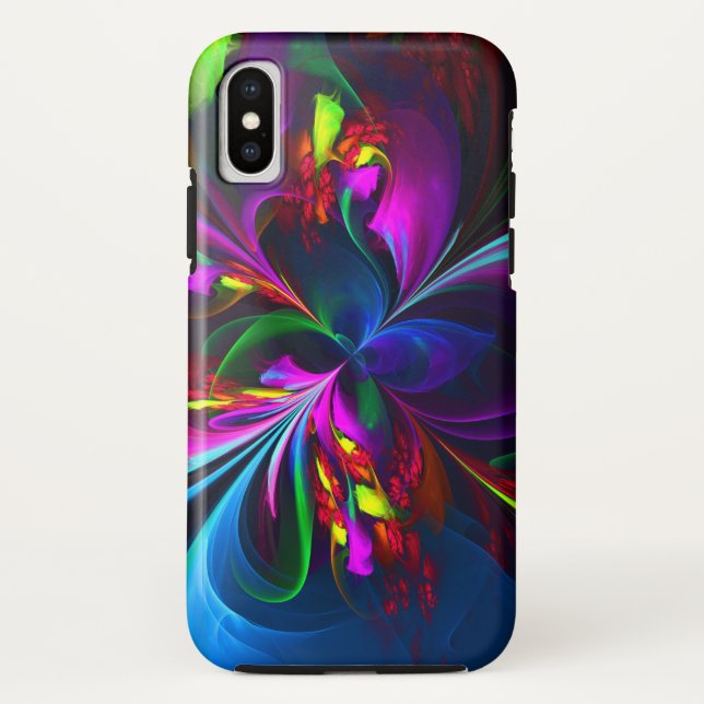 Coques Case-Mate iPhone Floral moderne Art Abstrait Rouge Bleu Motif #15 (Dos)