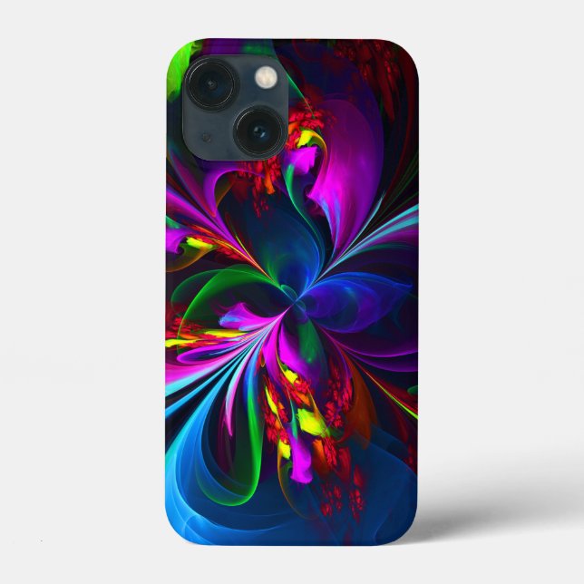 Coques Case-Mate iPhone Floral moderne Art Abstrait Rouge Bleu Motif #15 (Verso)