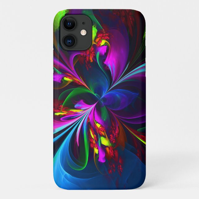 Coques Case-Mate iPhone Floral moderne Art Abstrait Rouge Bleu Motif #15 (Dos)