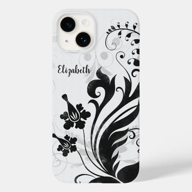 Coques Case-Mate iPhone Floral noir blanc personnalisé (Verso)