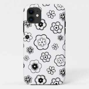 Coque iPhone 11 Floral Noir Et Blanc
