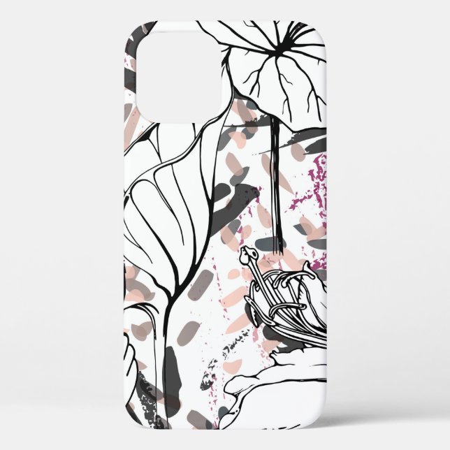 Coques Case-Mate iPhone Floral noir et blanc Motif sans couture. Art moder (Verso)