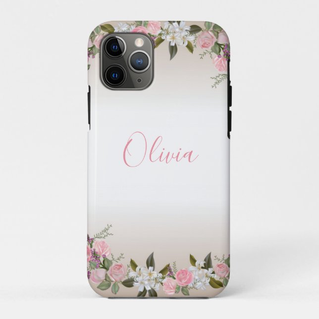 Coques Case-Mate iPhone Floral Nom personnalisé Feminine (Dos)