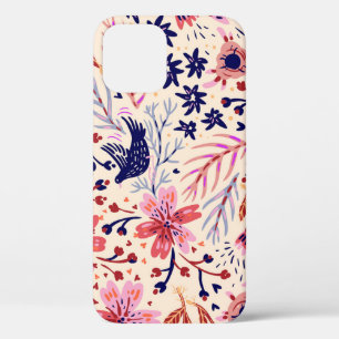 Case-Mate iPhone Case Floral, oiseaux, motif vintage sans soudure.