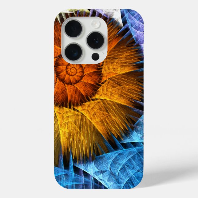 Coques Case-Mate iPhone Floral Orange Bleu Jaune Art Abstrait (Verso)