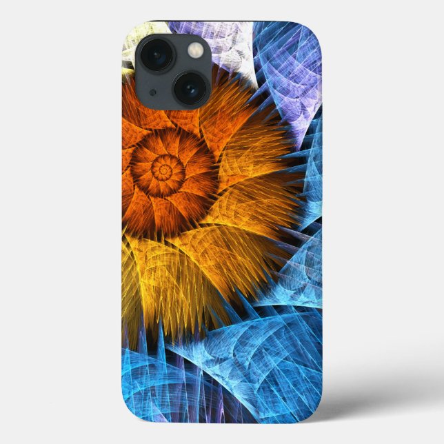 Coques Case-Mate iPhone Floral Orange Bleu Jaune Art Abstrait (Verso)